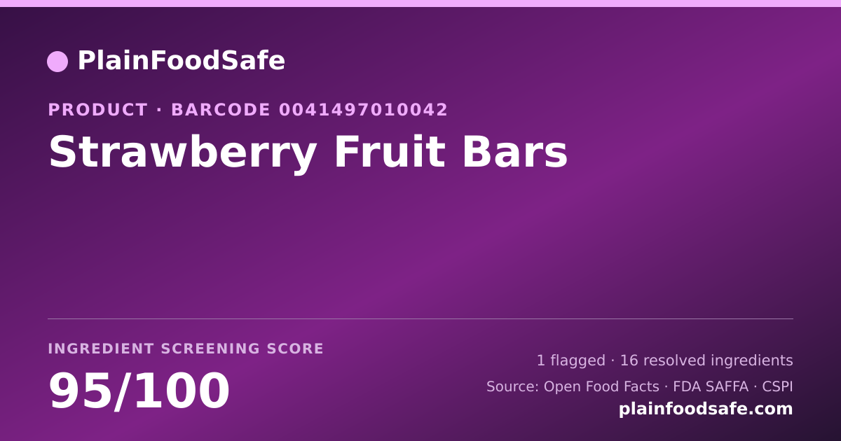 Share card for Strawberry Fruit Bars Food Ingredient Profile