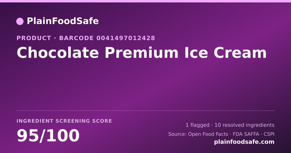 Share card for Chocolate Premium Ice Cream Food Ingredient Profile