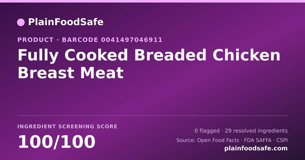 Share card for Fully Cooked Breaded Chicken Breast Meat Food Ingredient Profile