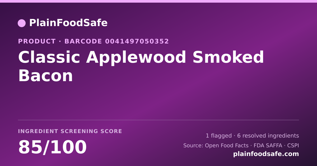 Share card for Classic Applewood Smoked Bacon Food Ingredient Profile