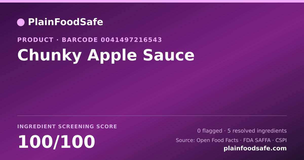 Share card for Chunky Apple Sauce Food Ingredient Profile