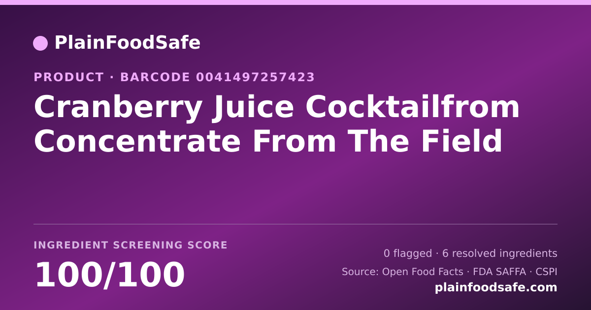 Share card for Cranberry Juice Cocktailfrom Concentrate  From The Field Food Ingredient Profile