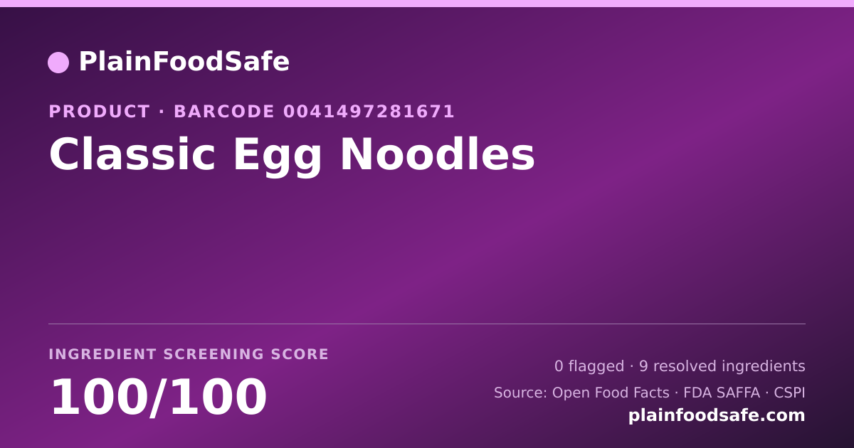 Share card for Classic Egg Noodles Food Ingredient Profile