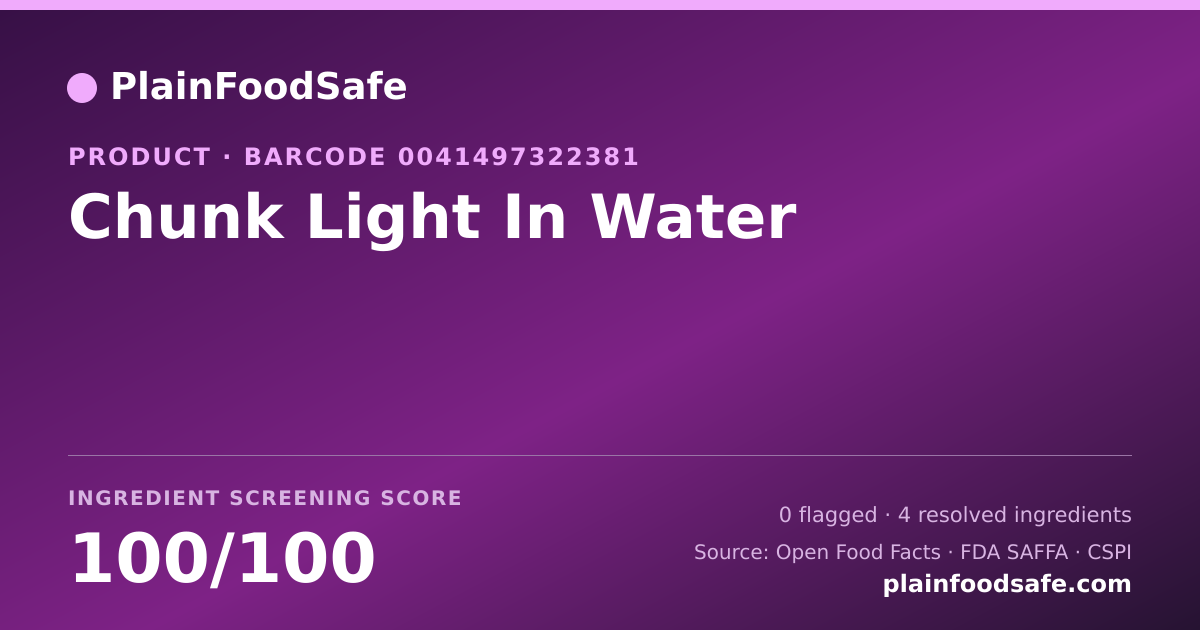 Share card for Chunk Light In Water Food Ingredient Profile