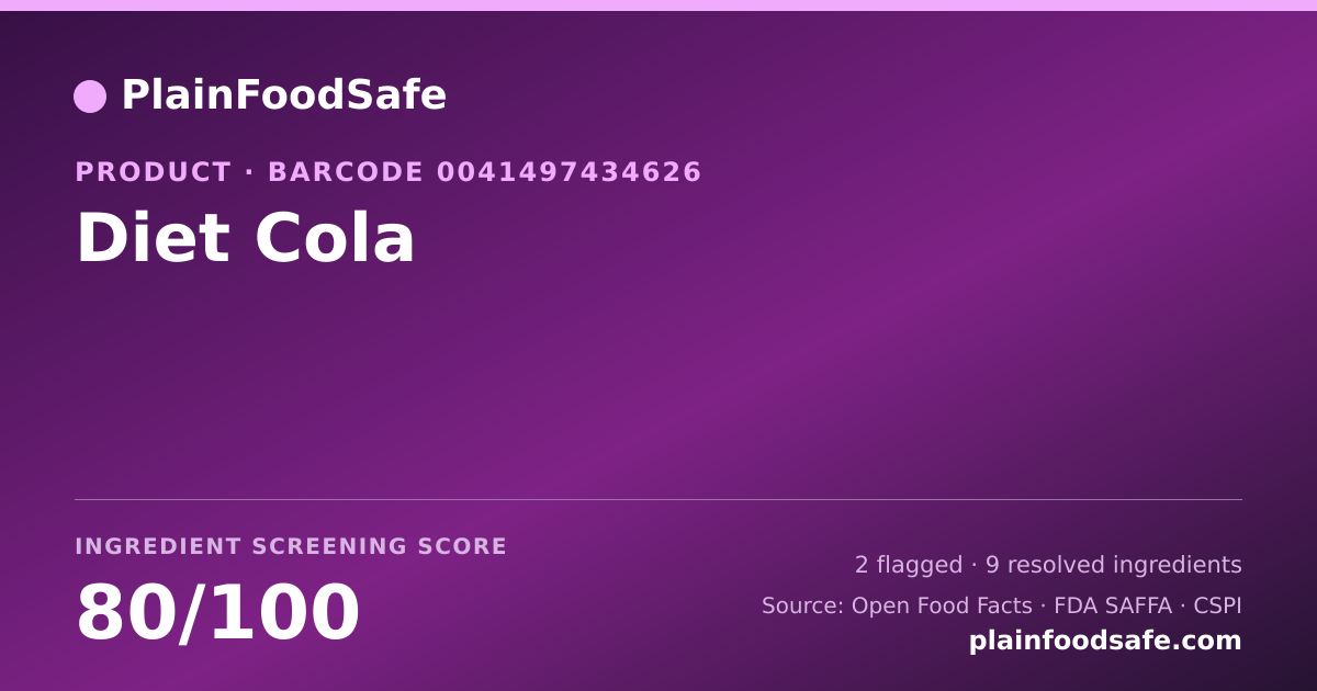 Share card for Diet Cola Food Ingredient Profile