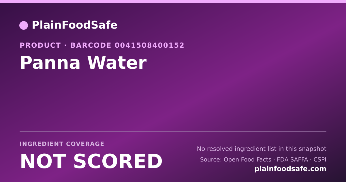 Share card for Panna Water Food Ingredient Profile
