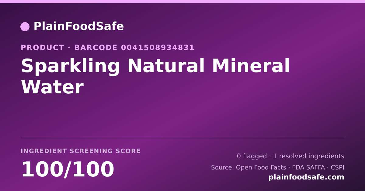 Share card for Sparkling Natural Mineral Water Food Ingredient Profile