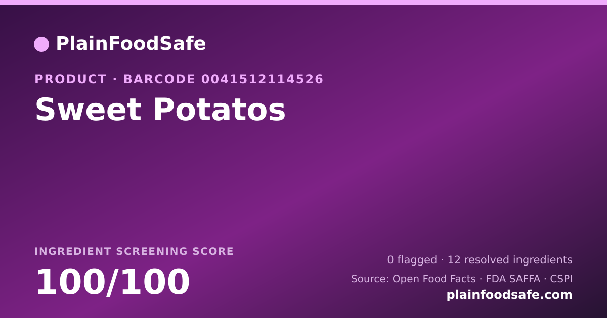 Share card for Sweet Potatos Food Ingredient Profile