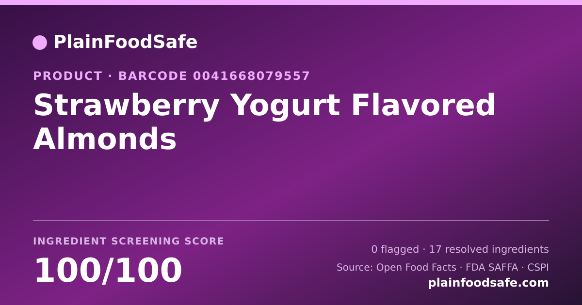 Share card for Strawberry Yogurt Flavored Almonds Food Ingredient Profile