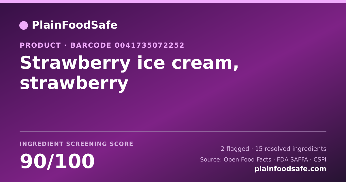 Share card for Strawberry ice cream, strawberry Food Ingredient Profile