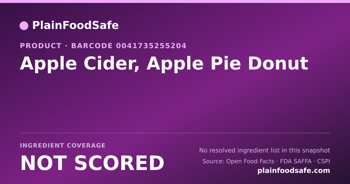 Share card for Apple Cider, Apple Pie Donut Food Ingredient Profile