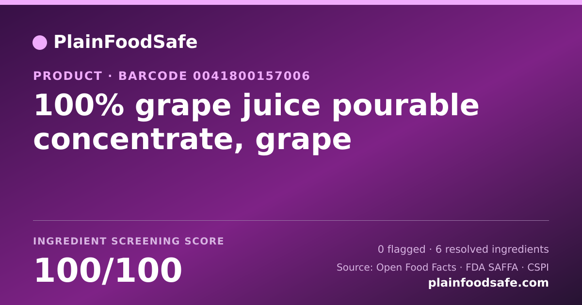 Share card for 100% grape juice pourable concentrate, grape Food Ingredient Profile