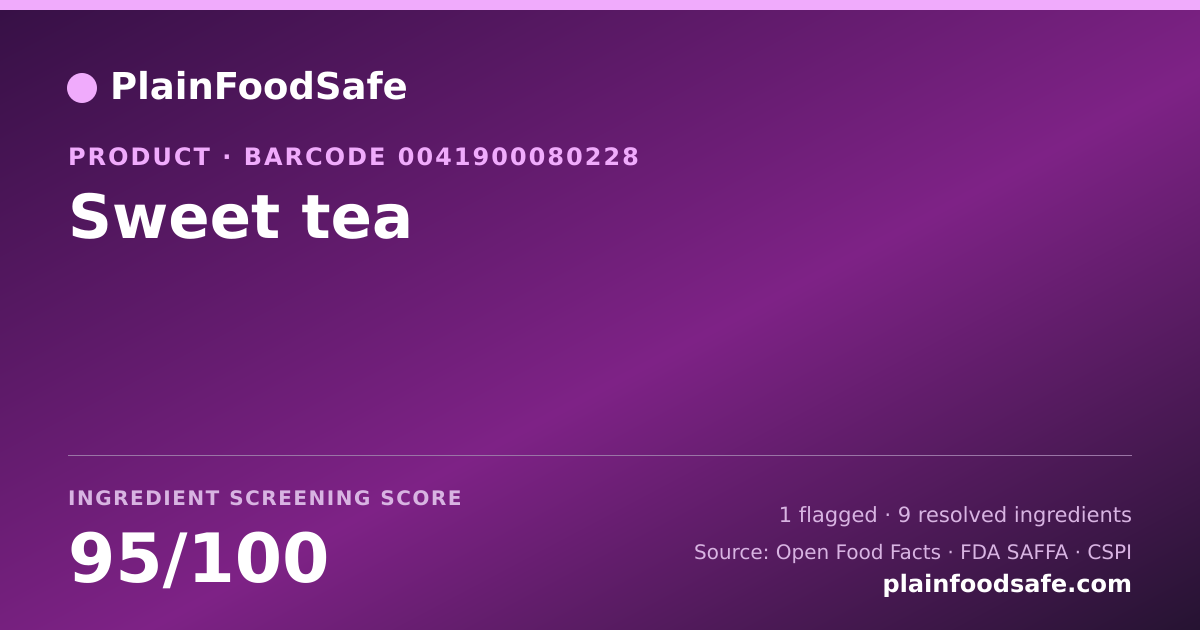 Share card for Sweet tea Food Ingredient Profile
