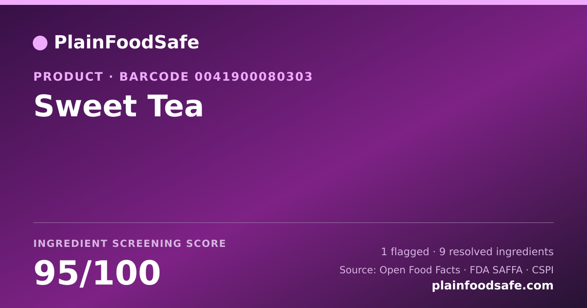 Share card for Sweet Tea Food Ingredient Profile