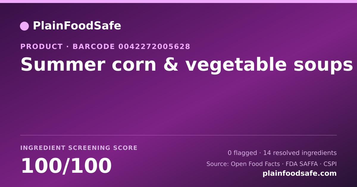 Share card for Summer corn & vegetable soups Food Ingredient Profile