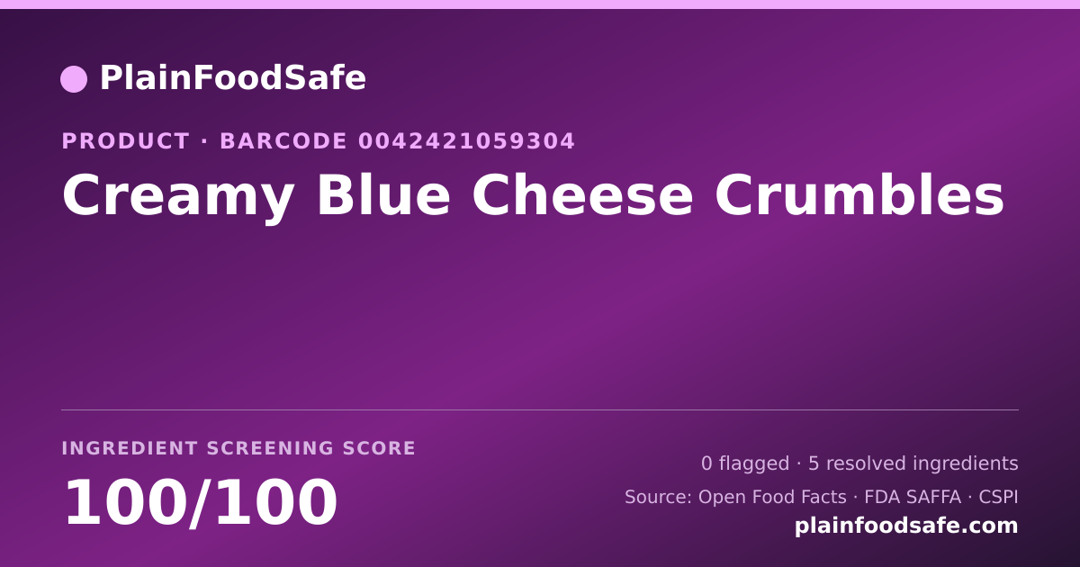 Share card for Creamy Blue Cheese Crumbles Food Ingredient Profile