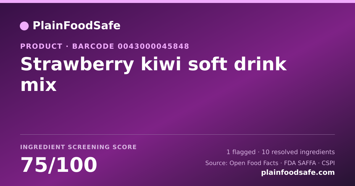 Share card for Strawberry kiwi soft drink mix Food Ingredient Profile