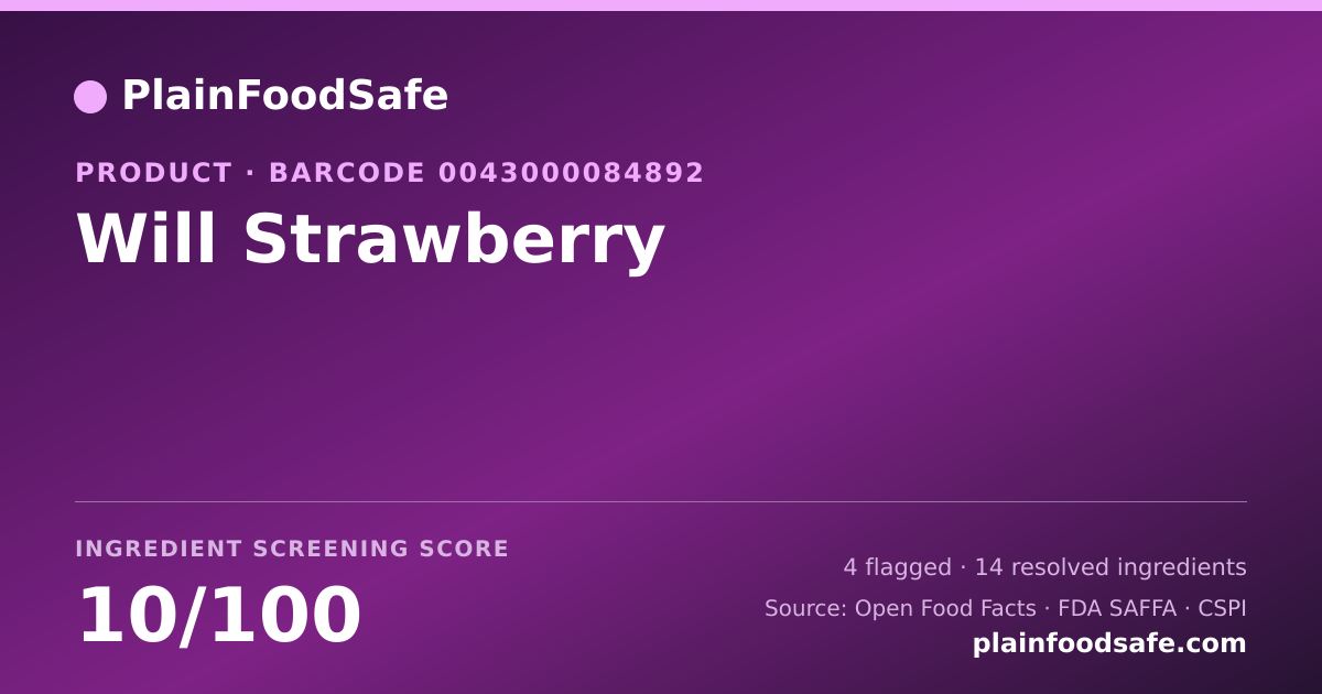 Share card for Will Strawberry Food Ingredient Profile
