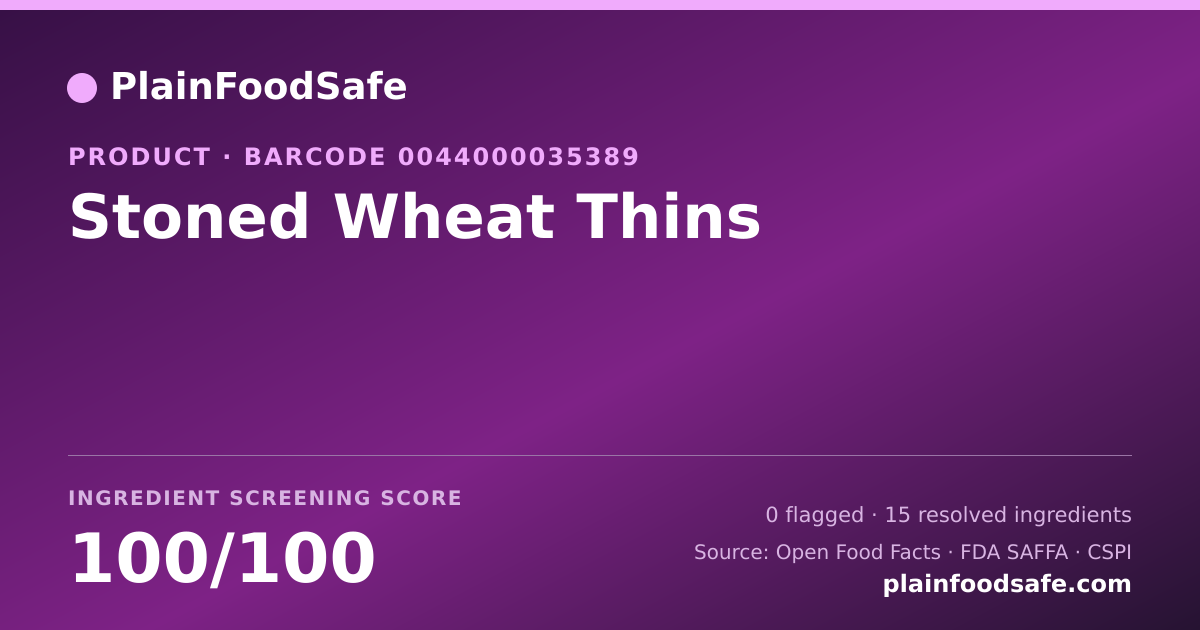 Share card for Stoned Wheat Thins Food Ingredient Profile