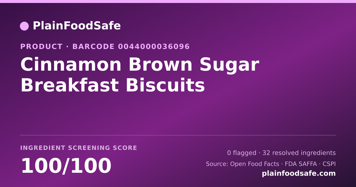 Share card for Cinnamon Brown Sugar Breakfast Biscuits Food Ingredient Profile