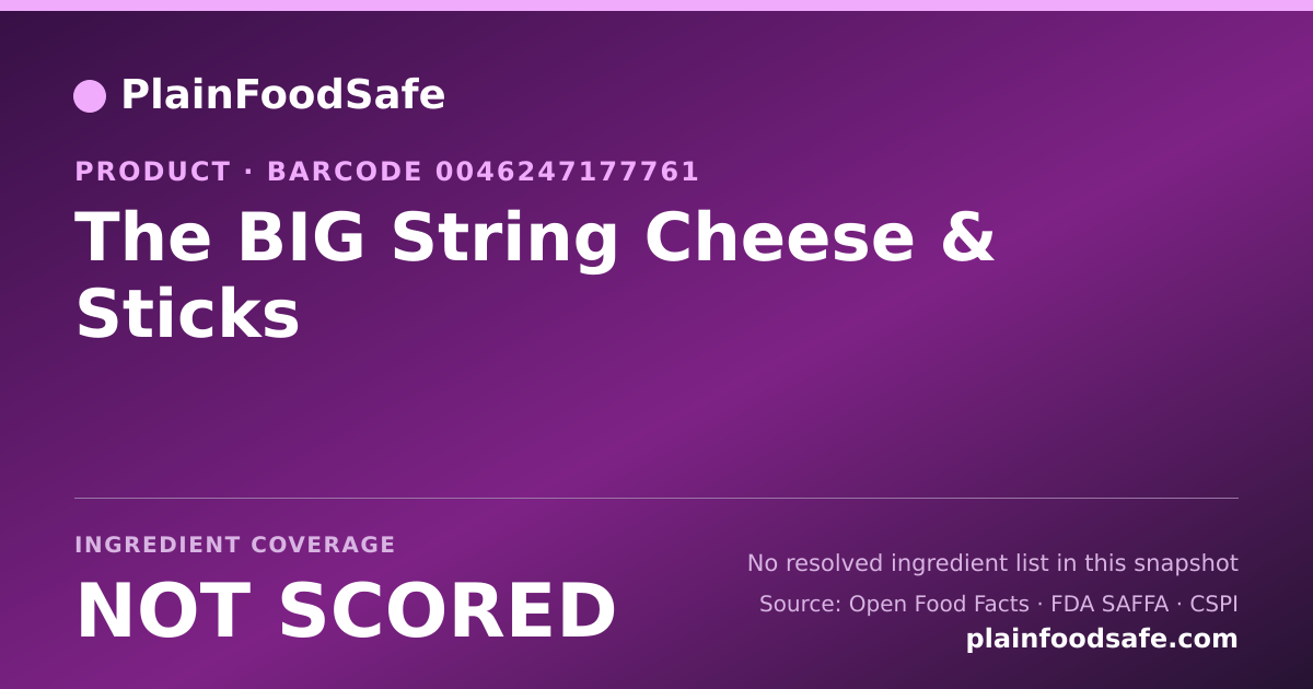 Share card for The BIG String Cheese & Sticks Food Ingredient Profile
