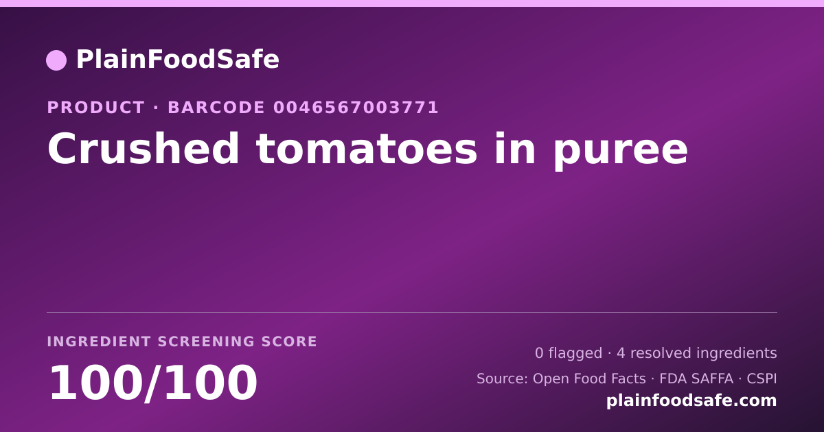 Share card for Crushed tomatoes in puree Food Ingredient Profile