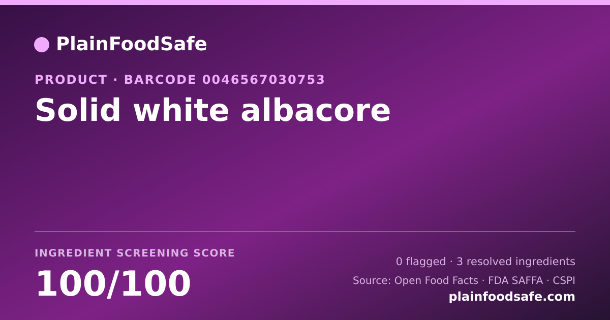 Share card for Solid white albacore Food Ingredient Profile