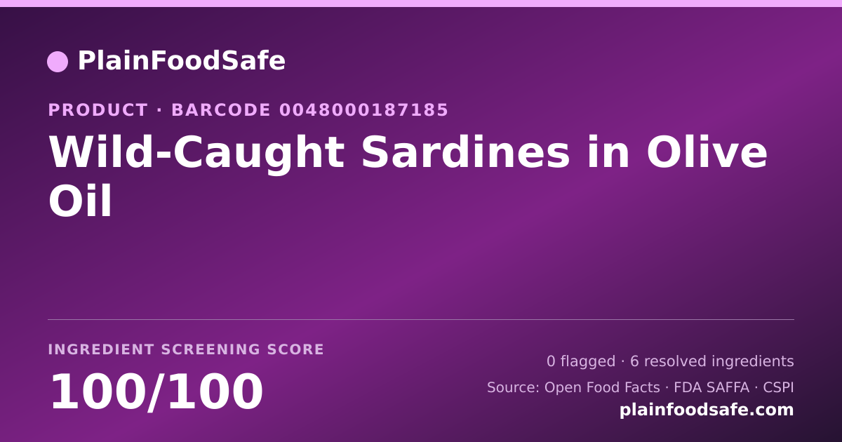 Share card for Wild-Caught Sardines in Olive Oil Food Ingredient Profile