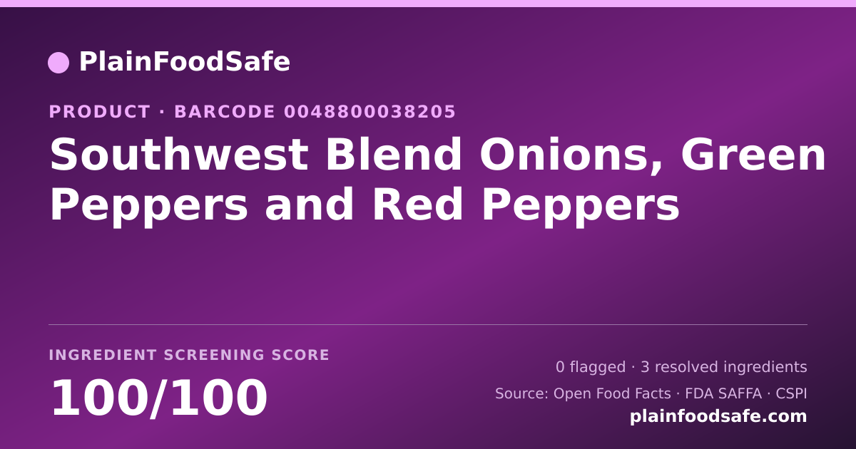 Share card for Southwest Blend Onions, Green Peppers and Red Peppers Food Ingredient Profile