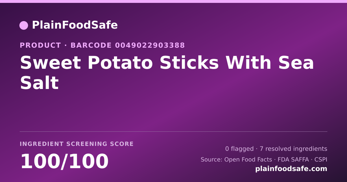 Share card for Sweet Potato Sticks With Sea Salt Food Ingredient Profile