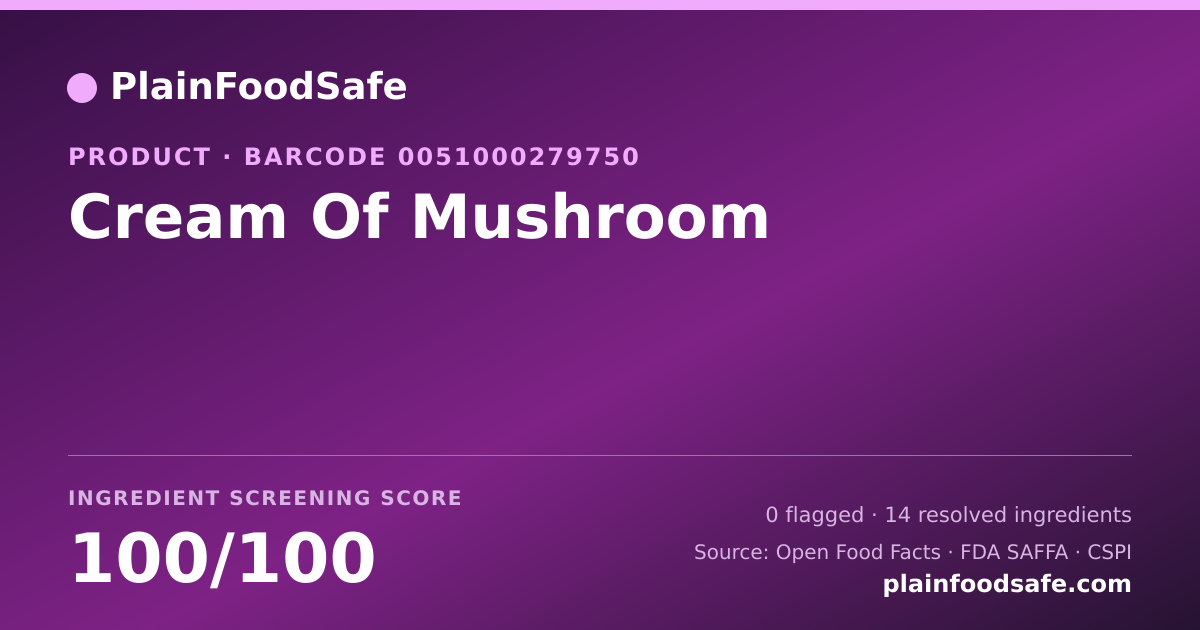 Share card for Cream Of Mushroom Food Ingredient Profile