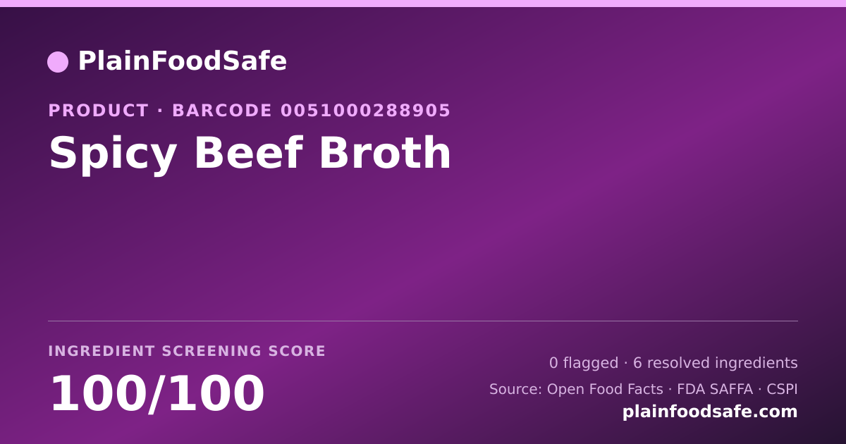 Share card for Spicy Beef Broth Food Ingredient Profile