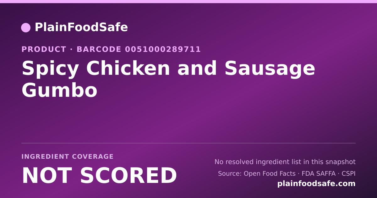 Share card for Spicy Chicken and Sausage Gumbo Food Ingredient Profile