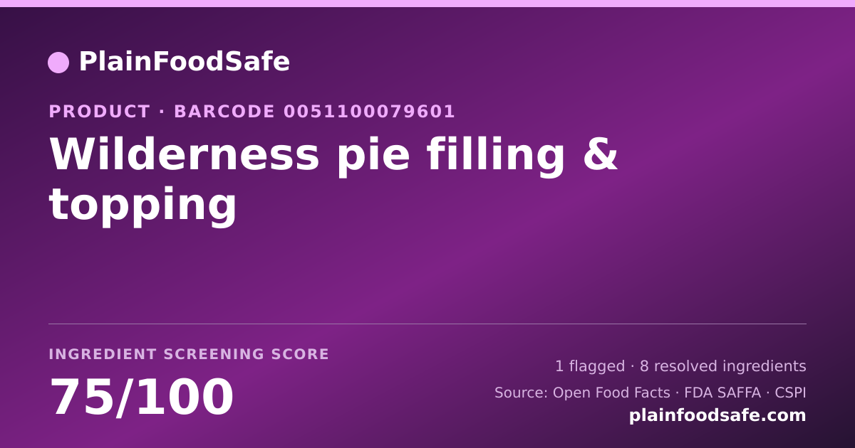 Share card for Wilderness pie filling & topping Food Ingredient Profile
