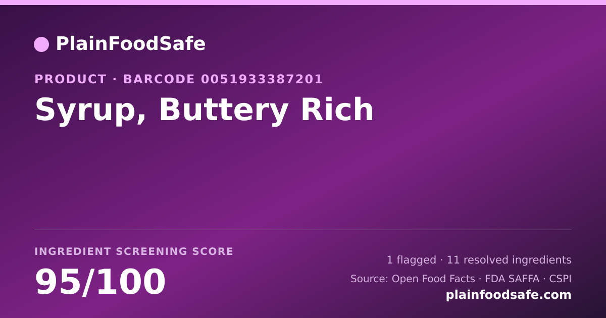 Share card for Syrup, Buttery Rich Food Ingredient Profile