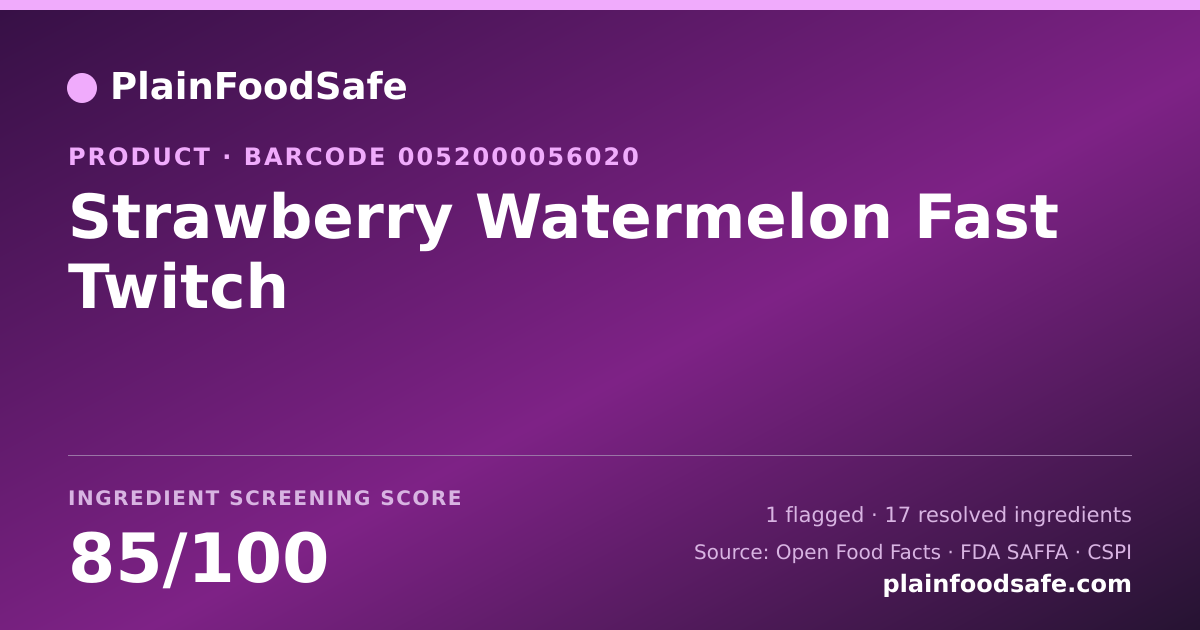 Share card for Strawberry Watermelon Fast Twitch Food Ingredient Profile