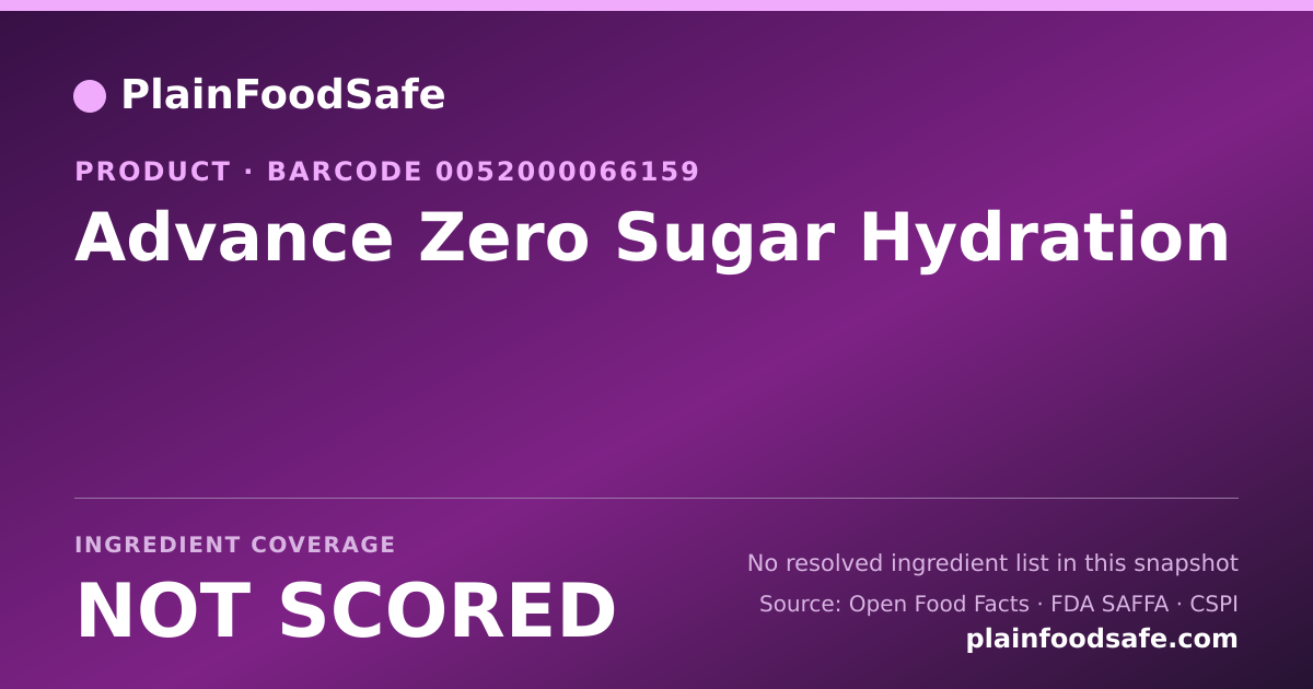 Share card for Advance Zero Sugar Hydration Food Ingredient Profile