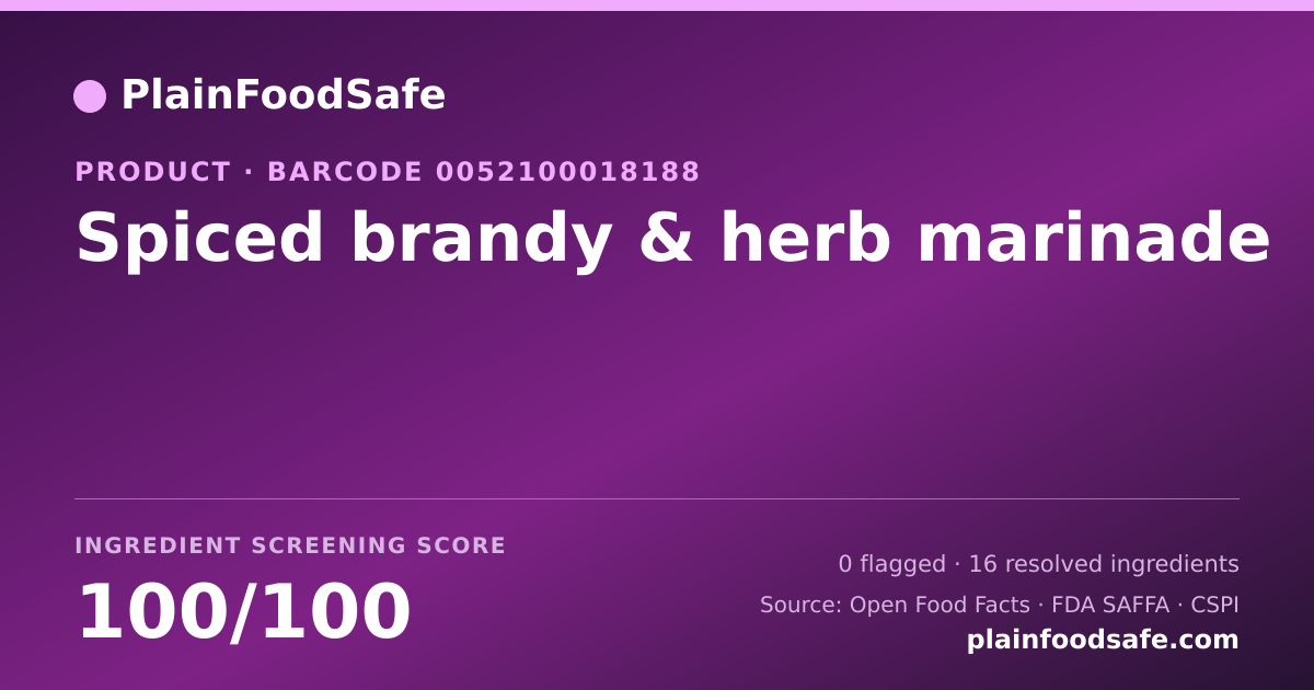 Share card for Spiced brandy & herb marinade Food Ingredient Profile