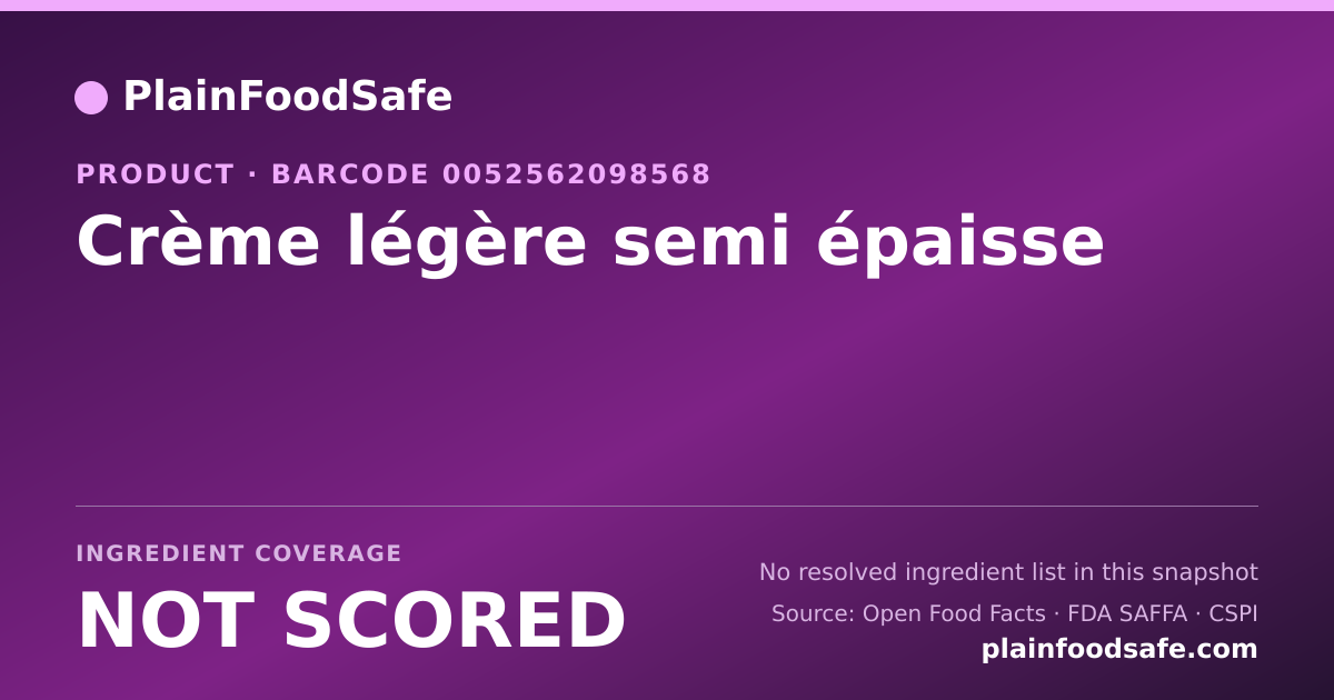 Share card for Crème légère semi épaisse Food Ingredient Profile