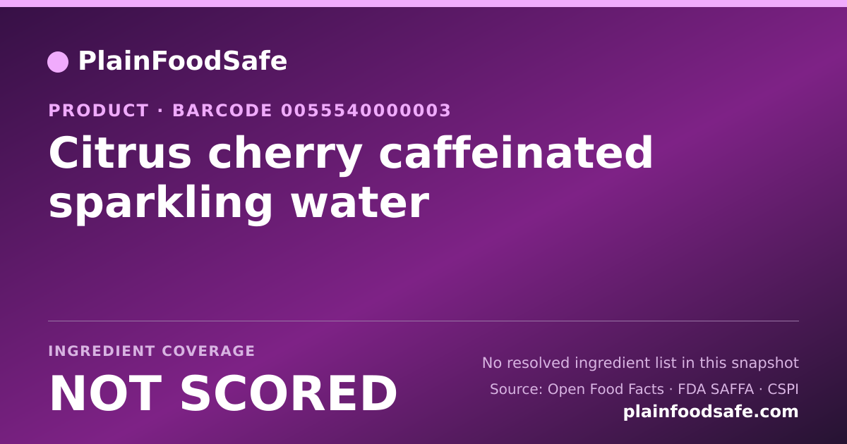 Share card for Citrus cherry caffeinated sparkling water Food Ingredient Profile