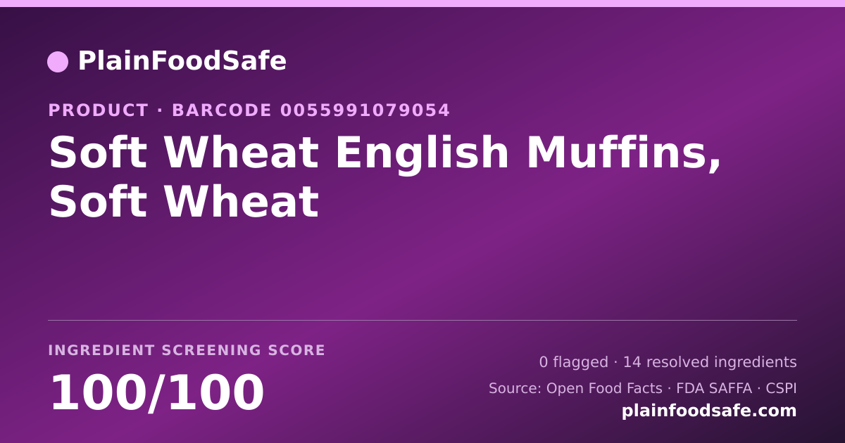 Share card for Soft Wheat English Muffins, Soft Wheat Food Ingredient Profile