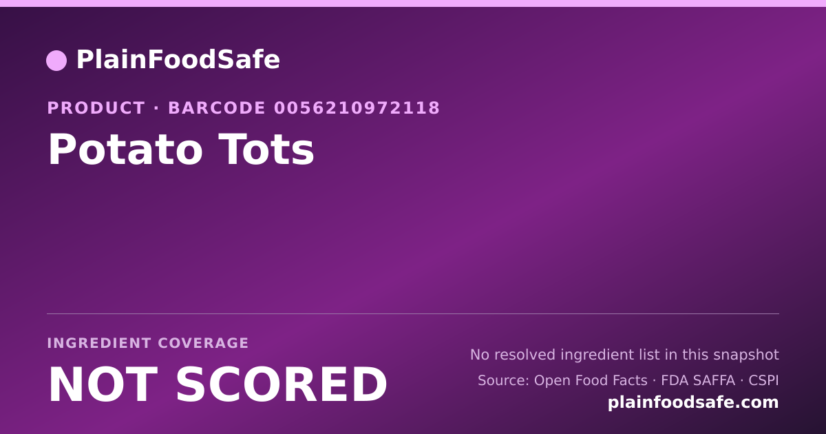 Share card for Potato Tots Food Ingredient Profile