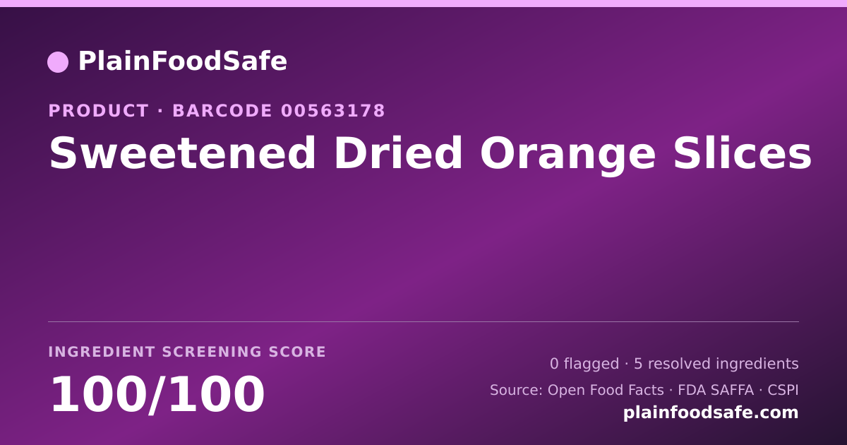 Share card for Sweetened Dried Orange Slices Food Ingredient Profile