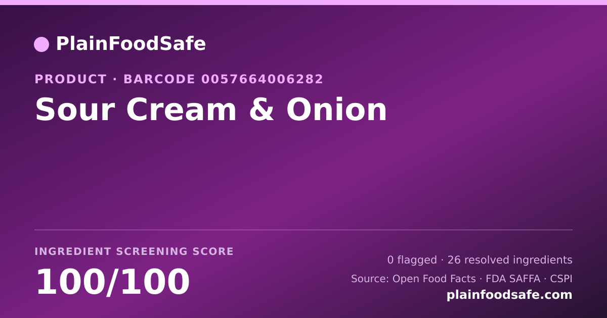 Share card for Sour Cream & Onion Food Ingredient Profile