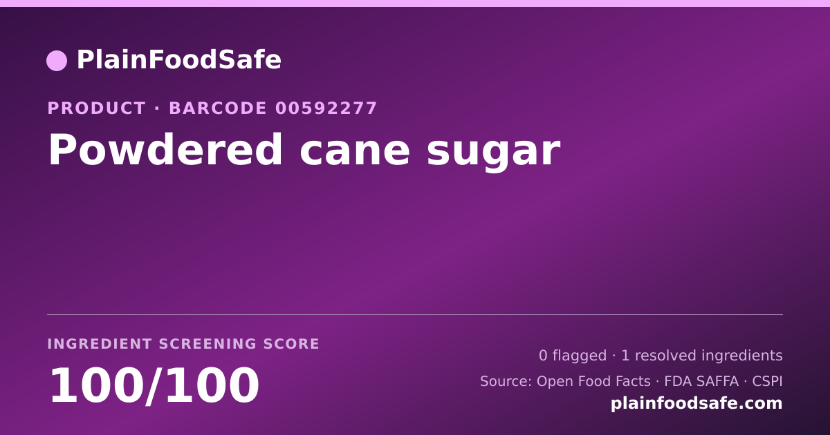 Share card for Powdered cane sugar Food Ingredient Profile