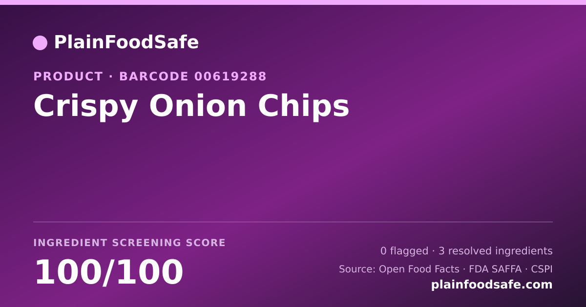 Share card for Crispy Onion Chips Food Ingredient Profile