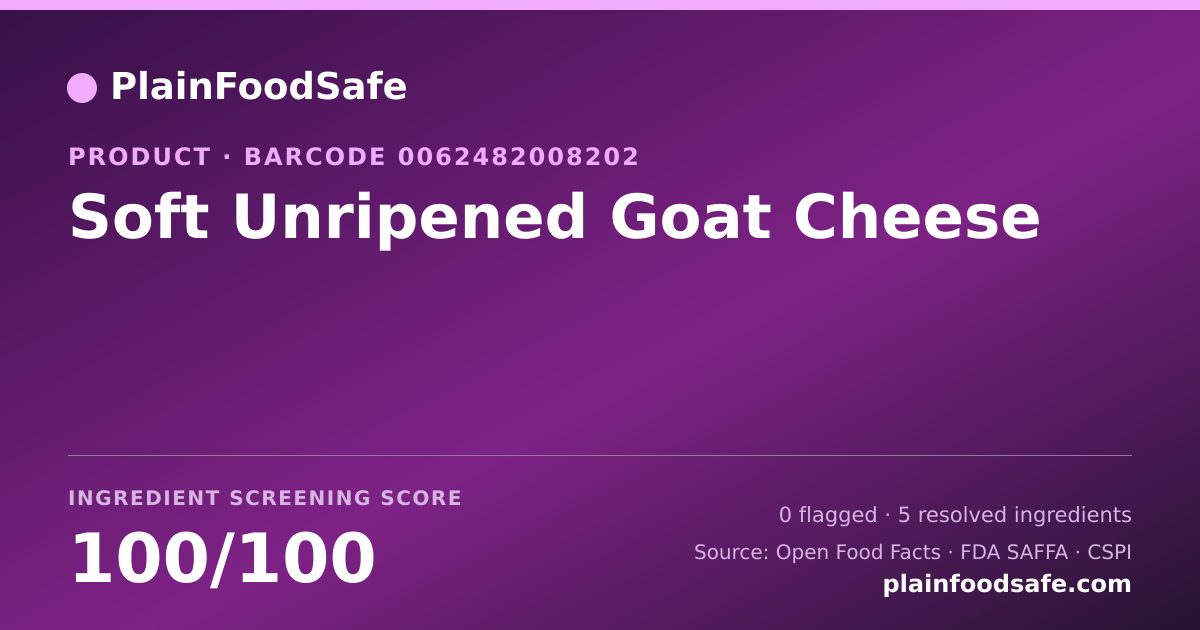 Share card for Soft Unripened Goat Cheese Food Ingredient Profile