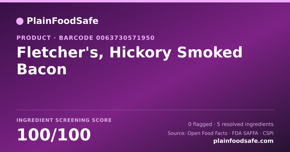 Share card for Fletcher's, Hickory Smoked Bacon Food Ingredient Profile