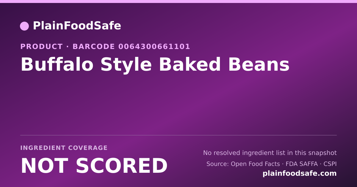 Share card for Buffalo Style Baked Beans Food Ingredient Profile