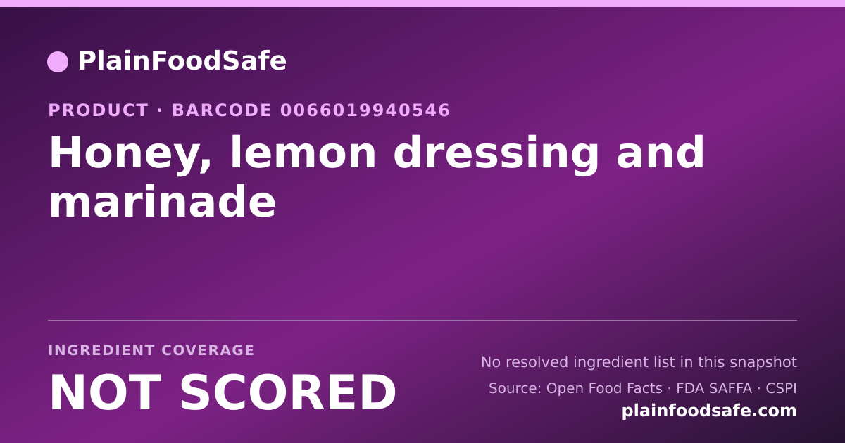 Share card for Honey, lemon dressing and marinade Food Ingredient Profile